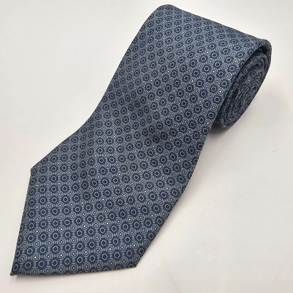VTG Brooks Brothers Makers Silk Tie Blue Geometric Made in USA Preppy Classy
